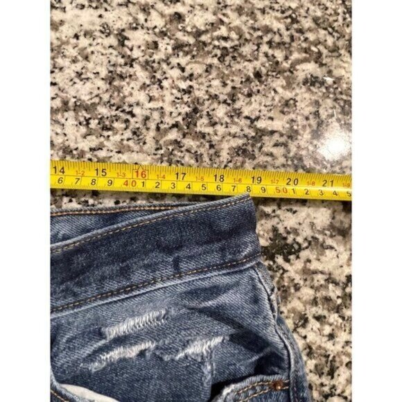 Old Navy Women’s Jeans 16 Petite Blue Denim Distressed Straight Leg High Rise - Picture 4 of 11